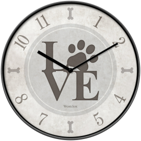 Westclox Gray Love Paws 10" Analog QA Wall Clock - Cute and Stylish Timekeeping for Animal Lovers.