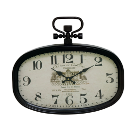 DecMode 18" x 16" White Metal Pocket Watch Style Wall Clock