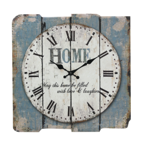 Stonebriar 15.7" Blue Analog Square Farmhouse Battery Operated Wall Clock
