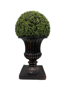 32" Ball Topiary in Brown Pedestal Pot, Artificial Faux Plant for indoor and outdoor