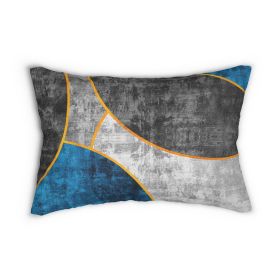 Decorative Lumbar Throw Pillow - Black Blue Grey Circular Geometric Pattern Print
