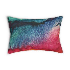 Decorative Lumbar Throw Pillow - Multicolor Watercolor Abstract Print