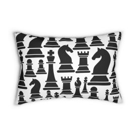 Decorative Lumbar Throw Pillow - Black And White Chess Print