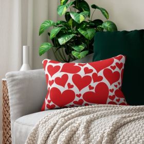 Decorative Lumbar Throw Pillow, Love Red Hearts Pattern