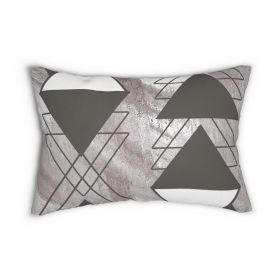 Decorative Lumbar Throw Pillow - Ash Grey And White Triangular Colorblock