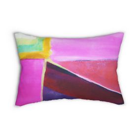 Decorative Lumbar Throw Pillow - Pink Purple Red Geometric Pattern