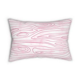 Decorative Lumbar Throw Pillow - Pink Line Art Sketch Print