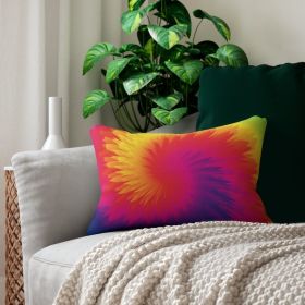 Decorative Lumbar Throw Pillow, Tie Dye Rainbow Swirl Pattern