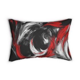 Decorative Lumbar Throw Pillow - Decorative Black Red White Abstract Seamless Pattern