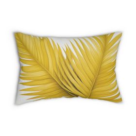 Decorative Lumbar Throw Pillow - Yellow Palm Tree Leaves Minimalist Art