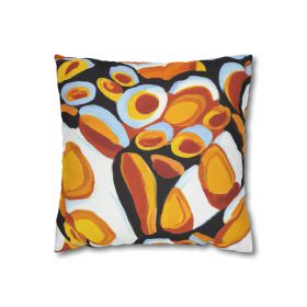 Decorative Throw Pillow Covers With Zipper - Set Of 2, Orange Black White Geometric Print Pattern