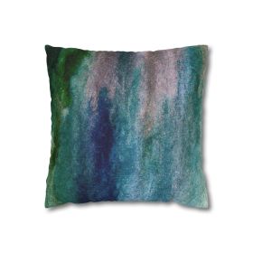 Decorative Throw Pillow Covers With Zipper - Set Of 2, Blue Hue Watercolor Abstract Print