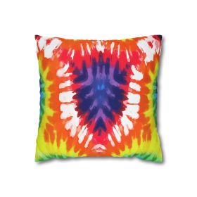 Decorative Throw Pillow Covers With Zipper - Set Of 2, Psychedelic Rainbow Tie Dye