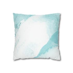 Decorative Throw Pillow Covers With Zipper - Set Of 2, Subtle Abstract Ocean Blue And White Print