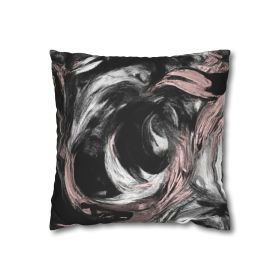 Decorative Throw Pillow Covers With Zipper - Set Of 2, Black Pink White Abstract Pattern