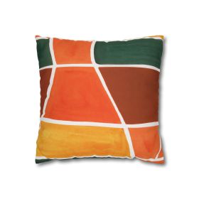 Decorative Throw Pillow Covers With Zipper - Set Of 2, Orange Green Yellow Boho Pattern