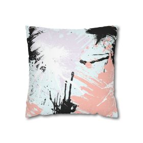 Decorative Throw Pillow Covers With Zipper - Set Of 2, Abstract Pink Black White Paint Splatter Pattern