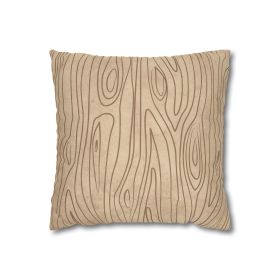 Decorative Throw Pillow Covers With Zipper - Set Of 2, Beige And Brown Tree Sketch Line Art