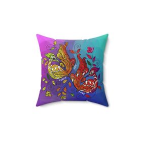 Decorative Throw Pillow Cover, Multicolor Wild Peacocks Print, V3