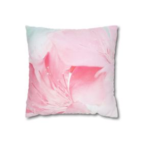 Decorative Throw Pillow Covers With Zipper - Set Of 2, Pink Flower Bloom, Peaceful Spring Nature