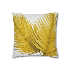 Decorative Throw Pillow Covers With Zipper - Set Of 2, Yellow Palm Tree Leaves Minimalist Art