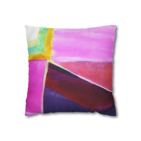 Decorative Throw Pillow Covers With Zipper - Set Of 2, Pink Purple Red Geometric Pattern