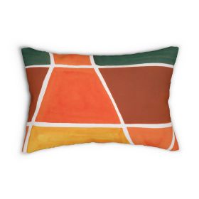 Decorative Lumbar Throw Pillow - Orange Green Yellow Boho Pattern
