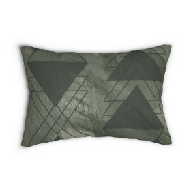 Decorative Lumbar Throw Pillow - Olive Green Triangular Colorblock