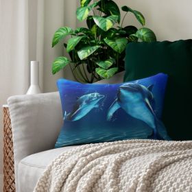 Decorative Throw Pillow - Double Sided Sofa Pillow / Blue Dolphin