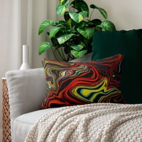 Decorative Lumbar Throw Pillow, Multicolor Marble Pattern