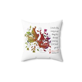 Decorative Throw Pillow Cover, Colorful Peacock Print, Affirmation - i Shall Not Be Weary In Well Doing