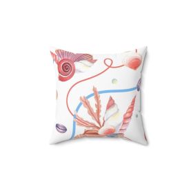 Decorative Throw Pillow Cover, Beach Seashell Coral Pattern