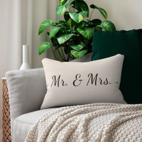 Decorative Throw Pillow - Double Sided Sofa Pillow / Mr. & Mrs. - Beige Black