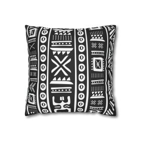 Decorative Throw Pillow Covers With Zipper - Set Of 2, Black And White Tribal Pattern, Black And White African Designs
