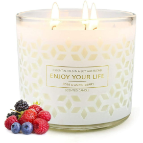 3 Wick Scented Candles Jar Candle Fruit Berries, 14.5oz