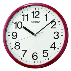 Seiko 12 in. Business Wall Clock, Red Analog Quartz QXA756RLH