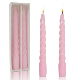 FCMSHAMD 7.3'' Pink Taper Candles -Unscented Dripless(2 Pack)