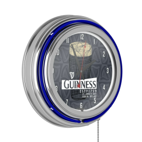 Guinness Chrome Double Rung Neon Clock