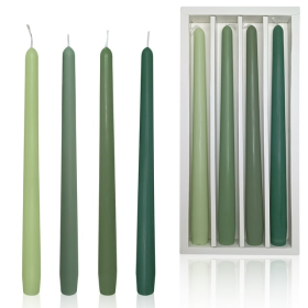 FCMSHAMD Green Taper Candle Sticks - Green tea Scented Candle Set Smokeless Dripless for Wedding Dinner Holiday Decoration Pack of 4