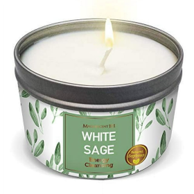 MAGNIFICENT101New Style Pure White Sage Smudge Candle for House Energy Cleansing, Banishes Negative Energy I Purification and Chakra Healing - Natural