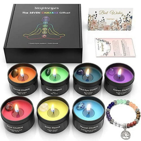Chakra Candles with Premium Crystal and Healing Stones Luxury Meditation Scented Candles Gift Set for Women Stress Relief Spiritual Decor Healing Cand