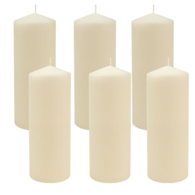 Stonebriar 3" x 8" Unscented 1-Wick Ivory Pillar Candles, 6 Pack