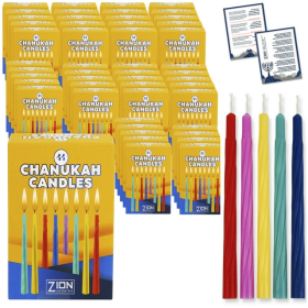 Zion Judaica Bulk Hanukkah Candles 50 Sets of 44 Assorted Colorful Candles 3.75" with Prayer Card - Quality Paraffin Wax Chanukah Candle for Standard