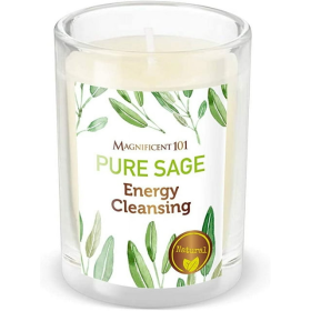 Magnificent 101 Long Lasting Pure Sage Scented Smudge Candles | 6 Oz - 30 Hour Burn | All Natural & Organic Soy Wax Candle with Essential Oils for Hou