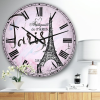 Designart 'Illustration with Paris Eiffel Tower' French Country wall clock