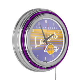 Los Angeles Lakers Hardwood Classics NBA Chrome Neon Clock