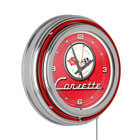 Corvette C1 Neon Clock - 14 inch Diameter - Red