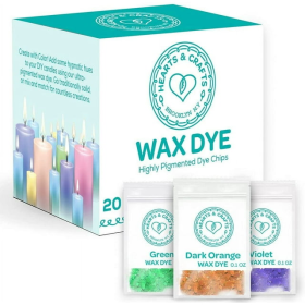 Hearts & Crafts Soy Wax Candle Dye - 20 Color Wax Chip Dyes for DIY Candle Making Supplies