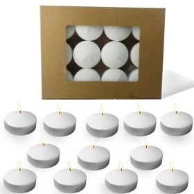 BAHROSA White Floating Candles 2.5' White Unscented Smokeless