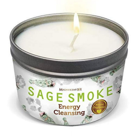 MAGNIFICENT 101 Pure White Sage Smoke Smudge Candle Natural Soy Wax Tin Candle 6oz